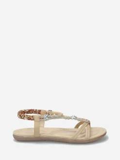 New La Modeuse Nu-pieds à perles et strass grandes tailles Taupe