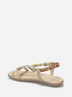 New La Modeuse Nu-pieds à perles et strass grandes tailles Taupe