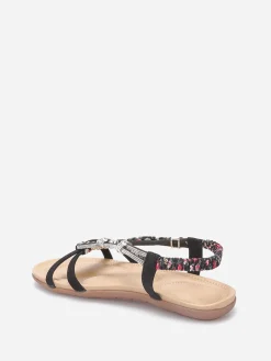 Clearance La Modeuse Nu-pieds à perles et strass grandes tailles Noir