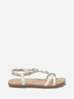 La Modeuse Nu-pieds à perles et strass grandes tailles Blanc