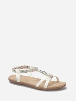 La Modeuse Nu-pieds à perles et strass grandes tailles Blanc