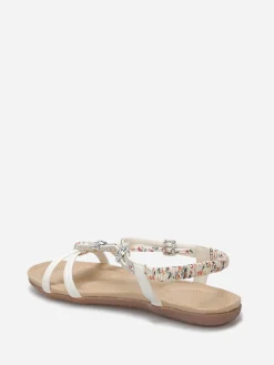 La Modeuse Nu-pieds à perles et strass grandes tailles Blanc