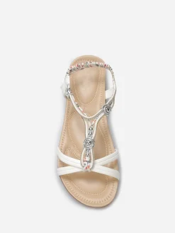 La Modeuse Nu-pieds à perles et strass grandes tailles Blanc