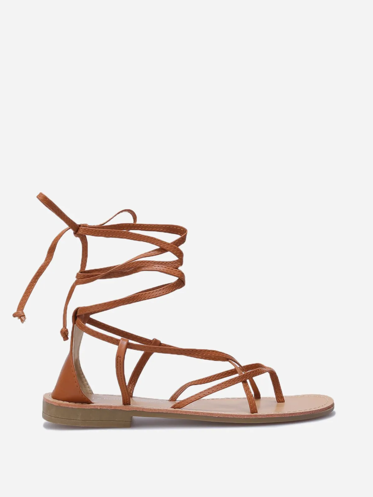 Hot La Modeuse Nu-pieds avec brides croisées à nouer Camel