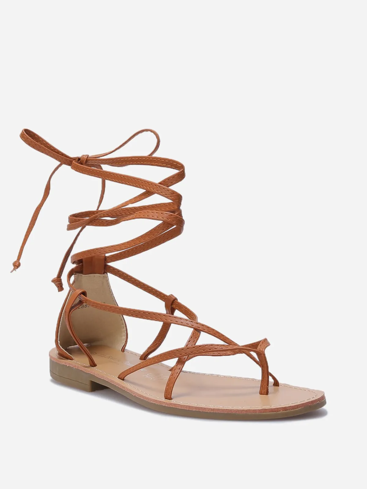 Hot La Modeuse Nu-pieds avec brides croisées à nouer Camel