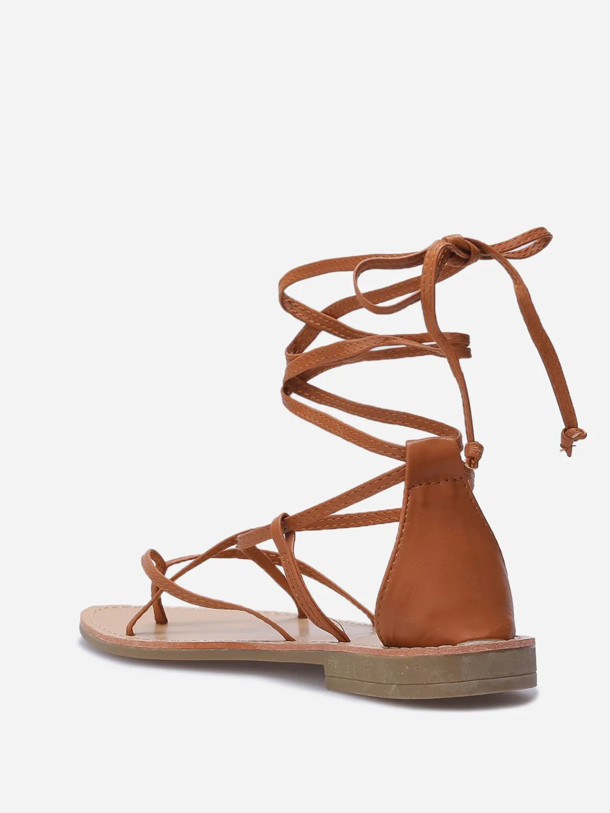 Hot La Modeuse Nu-pieds avec brides croisées à nouer Camel