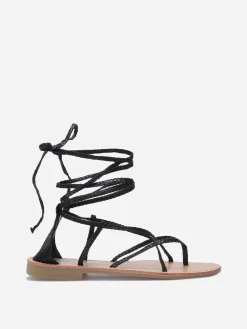 Online La Modeuse Nu-pieds avec brides croisées à nouer Noir