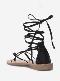 Online La Modeuse Nu-pieds avec brides croisées à nouer Noir