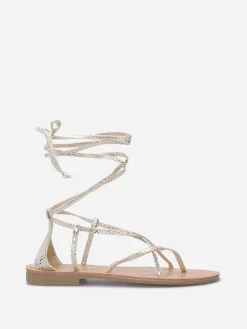 Online La Modeuse Nu-pieds avec brides croisées à nouer Doré