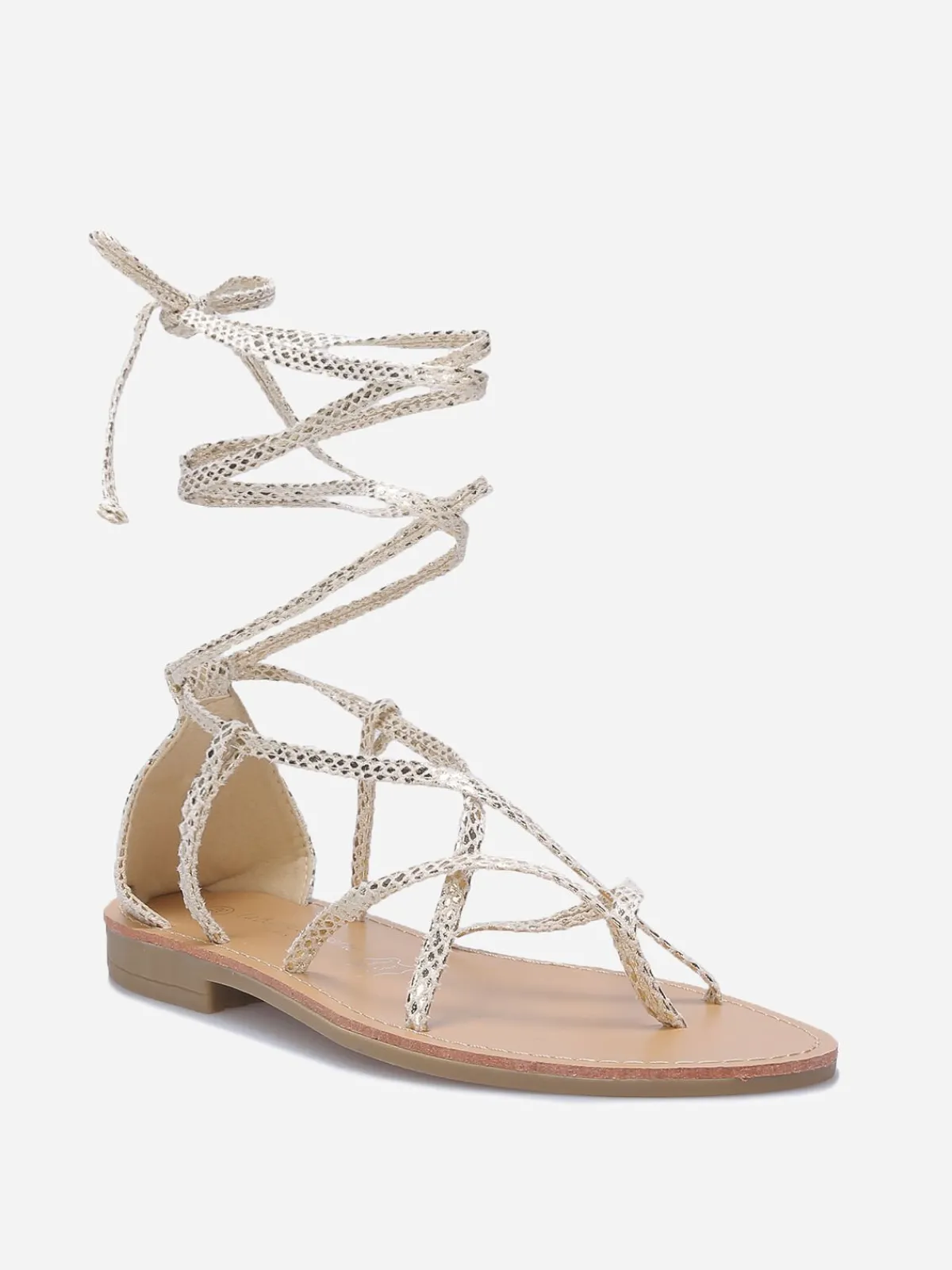 Online La Modeuse Nu-pieds avec brides croisées à nouer Doré