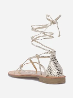 Online La Modeuse Nu-pieds avec brides croisées à nouer Doré