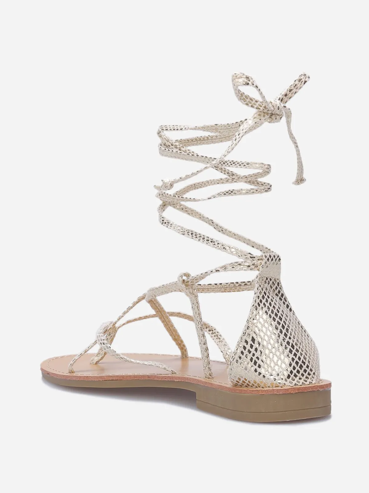 Online La Modeuse Nu-pieds avec brides croisées à nouer Doré