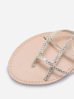 Online La Modeuse Nu-pieds avec brides croisées à nouer Doré