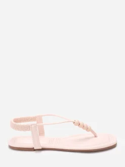 Discount La Modeuse Nu-pieds carrés à perles Beige