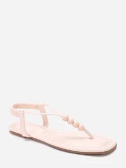 Discount La Modeuse Nu-pieds carrés à perles Beige