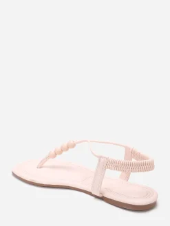 Discount La Modeuse Nu-pieds carrés à perles Beige