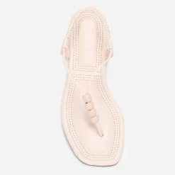 Discount La Modeuse Nu-pieds carrés à perles Beige
