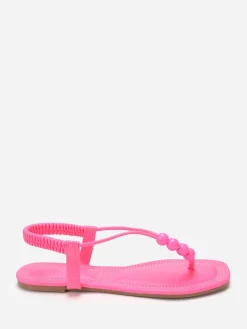 Online La Modeuse Nu-pieds carrés à perles Fuchsia