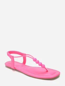 Online La Modeuse Nu-pieds carrés à perles Fuchsia