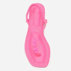 Online La Modeuse Nu-pieds carrés à perles Fuchsia