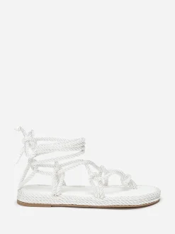 Best La Modeuse Nu-pieds en corde tressée à fine plateforme Blanc