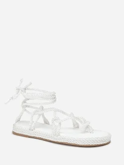 Best La Modeuse Nu-pieds en corde tressée à fine plateforme Blanc