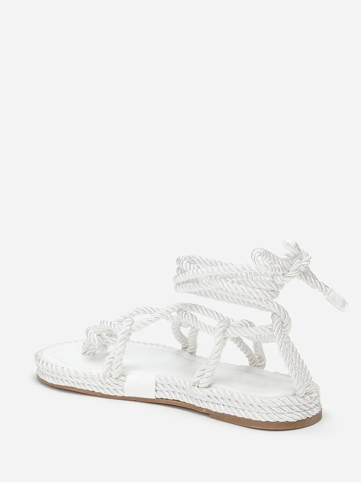 Best La Modeuse Nu-pieds en corde tressée à fine plateforme Blanc