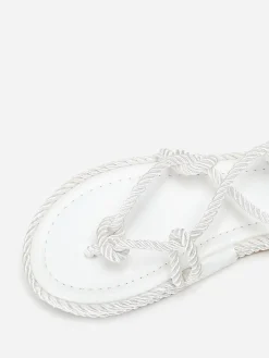 Best La Modeuse Nu-pieds en corde tressée à fine plateforme Blanc