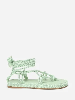 Sale La Modeuse Nu-pieds en corde tressée à fine plateforme Vert