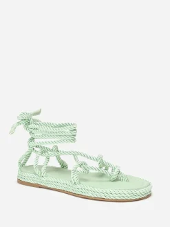 Sale La Modeuse Nu-pieds en corde tressée à fine plateforme Vert