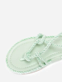 Sale La Modeuse Nu-pieds en corde tressée à fine plateforme Vert