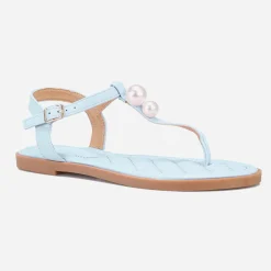 Sale La Modeuse Nu-pieds matelassés avec perles nacrées Bleu