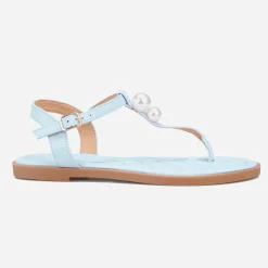 Sale La Modeuse Nu-pieds matelassés avec perles nacrées Bleu