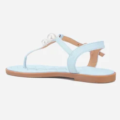 Sale La Modeuse Nu-pieds matelassés avec perles nacrées Bleu