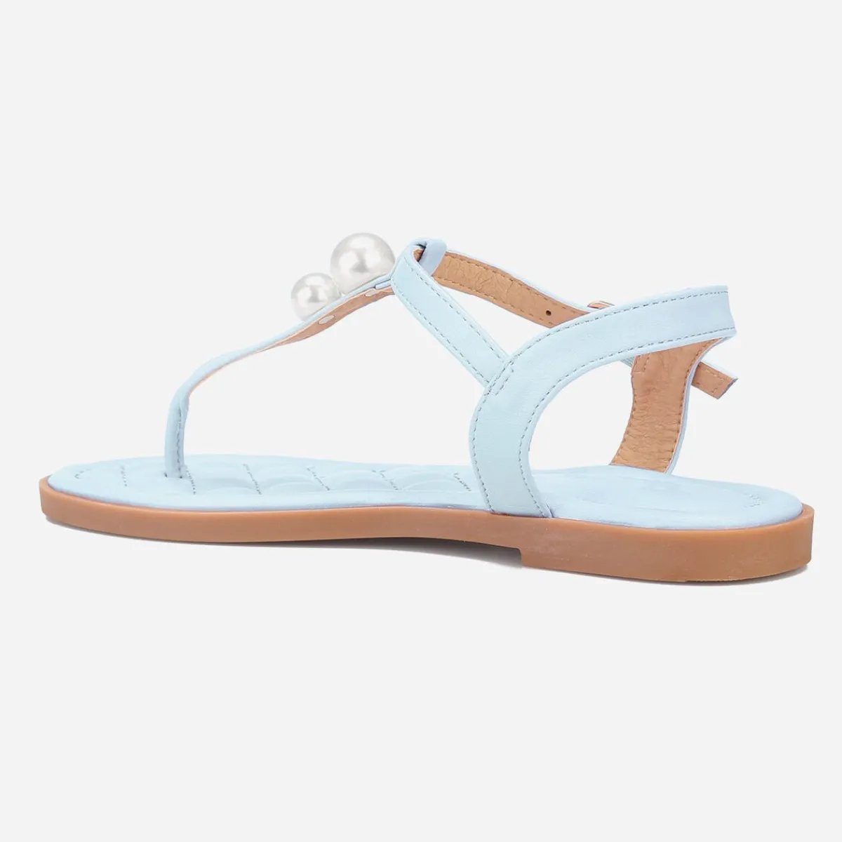 Sale La Modeuse Nu-pieds matelassés avec perles nacrées Bleu