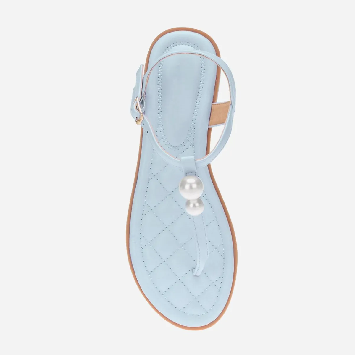 Sale La Modeuse Nu-pieds matelassés avec perles nacrées Bleu