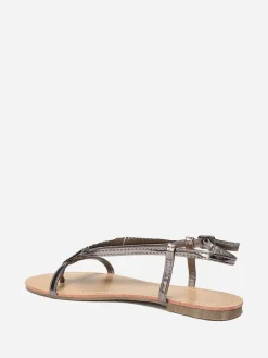 Hot La Modeuse Nu-pieds métallisé à feuille en strass Gris