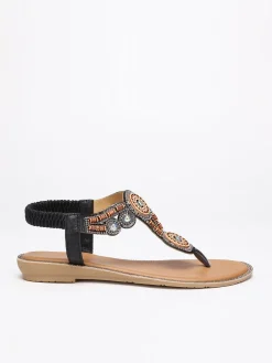 Clearance La Modeuse Nu-pieds scintillant style bohème Noir