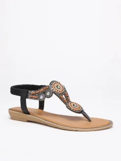 Clearance La Modeuse Nu-pieds scintillant style bohème Noir