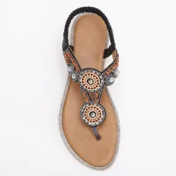 Clearance La Modeuse Nu-pieds scintillant style bohème Noir