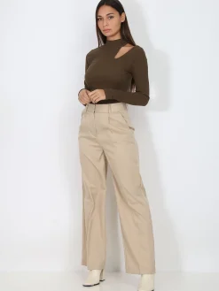 Outlet La Modeuse Pantalon à pinces ample Beige