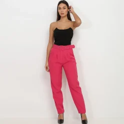 Clearance La Modeuse Pantalon à pinces avec ceinture Fuchsia