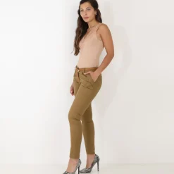 Hot La Modeuse Pantalon à pinces avec ceinture Camel