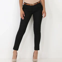 Hot La Modeuse Pantalon à pinces avec ceinture Noir