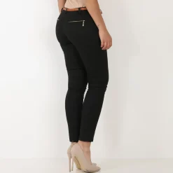 Hot La Modeuse Pantalon à pinces avec ceinture Noir