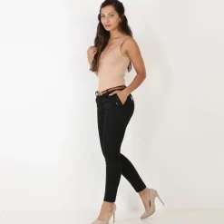 Hot La Modeuse Pantalon à pinces avec ceinture Noir