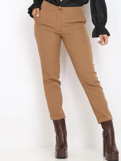 Discount La Modeuse Pantalon à pinces avec ourlet Camel