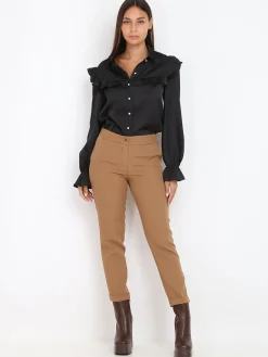 Discount La Modeuse Pantalon à pinces avec ourlet Camel