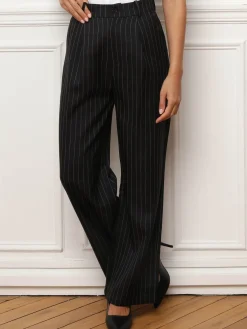 Online La Modeuse Pantalon à pinces et imprimé rayures Noir