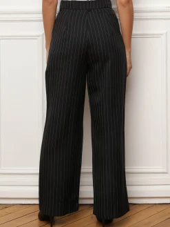 Online La Modeuse Pantalon à pinces et imprimé rayures Noir